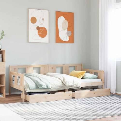 Dnevni krevet s ladicama bez madraca 90 x 190 cm masivno drvo - Prirodna 90 x 190 cm Cijena