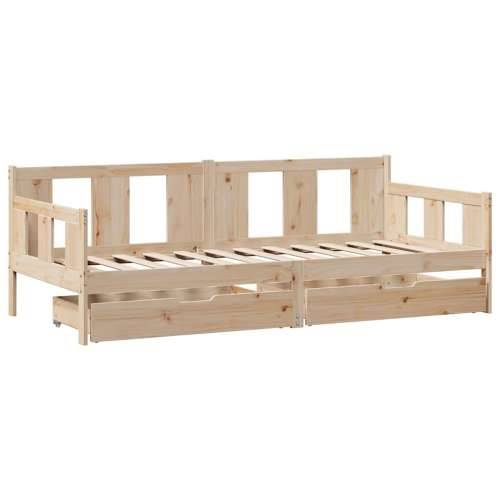 Dnevni krevet s ladicama bez madraca 90 x 190 cm masivno drvo - Prirodna 90 x 190 cm Cijena