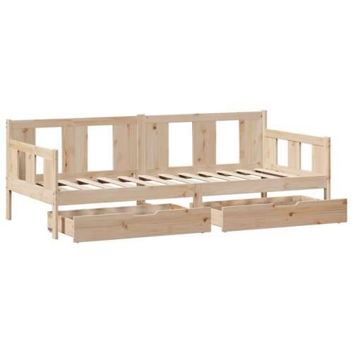 Dnevni krevet s ladicama bez madraca 90 x 190 cm masivno drvo - Prirodna 90 x 190 cm Cijena