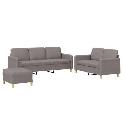 3-dijelni set sofa s jastucima smeđesivi od tkanine - Sivo-smeđa S osloncem za noge Cijena