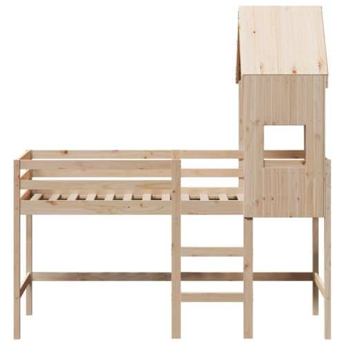 Krevet na kat s ljestvama i krovom 90x190 cm od borovine - Prirodna 90 x 190 cm Cijena