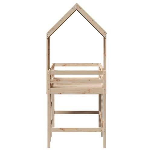 Krevet na kat s ljestvama i krovom 90x190 cm od borovine - Prirodna 90 x 190 cm Cijena