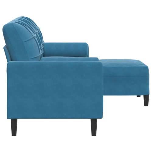 Trosjed s tabureom plavi 180 cm baršunasti - Plava 180 cm Cijena