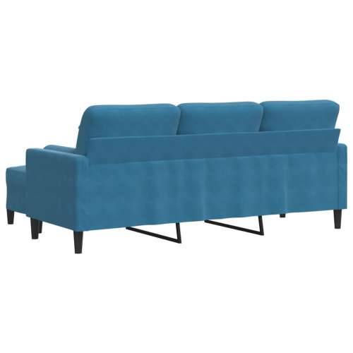Trosjed s tabureom plavi 180 cm baršunasti - Plava 180 cm Cijena