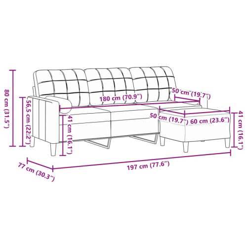 Trosjed s tabureom plavi 180 cm baršunasti - Plava 180 cm Cijena