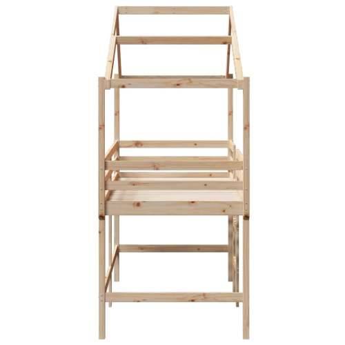 Krevet na kat s ljestvama i krovom 90x190 cm od borovine - Prirodna 90 x 190 cm Cijena