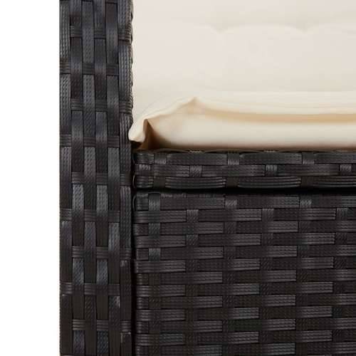 Vrtna garnitura - 5-dijelni vrtni blagovaonski set s jastucima od poliratana crni - Crna i krem 140 x 70 x 74 cm bez podignute n Cijena