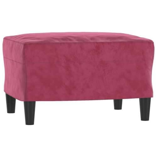 3-dijelni set sofa s jastucima crvena boja vina baršunasti - boja crnog vina s jastucima i tabureom Cijena