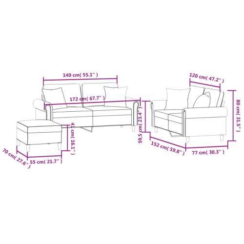 3-dijelni set sofa s jastucima crvena boja vina baršunasti - boja crnog vina s jastucima i tabureom Cijena