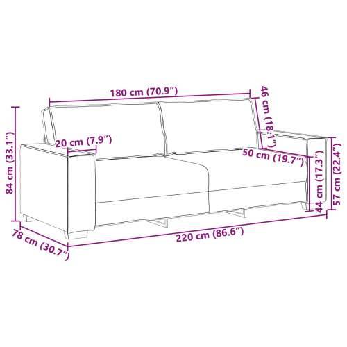 Sofa za 3 osobe taupe 180 cm tkanina - Sivo-smeđa 180 cm Cijena
