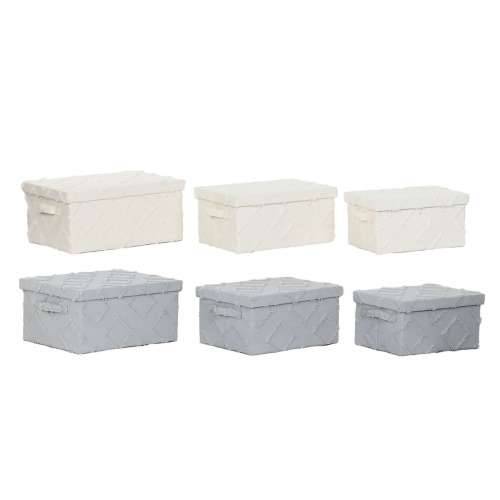 Set ukrasnih kutija Home ESPRIT Siva Krema 40 x 30 x 20 cm 3 Dijelovi (2 kom.) Cijena