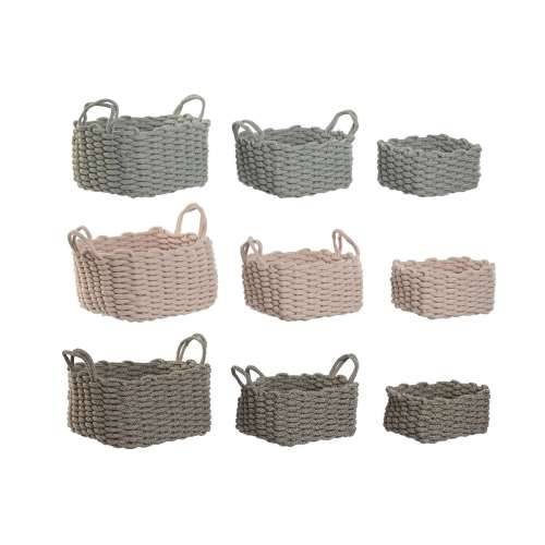 Set košara Home ESPRIT Zelena Bež Roza Uže (3 Dijelovi) (3 kom.) Cijena