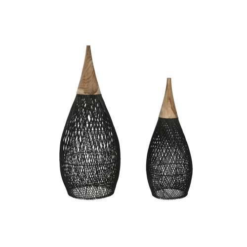 Zaslon Svjetiljke Home ESPRIT Crna Bambus tikovina 35 x 35 x 85 cm (2 kom.) Cijena