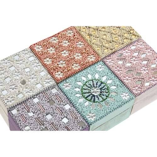 Kutija za nakit Home ESPRIT Pisana Roza Lila Drvo Manga 10 X 10 X 6,6 cm (2 Dijelovi) (6 kom.) Cijena
