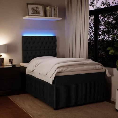 Krevet box spring s madracem crni 120 x 190 cm baršunasti - Crna 120 x 190 cm Dizajn s gumbima Cijena