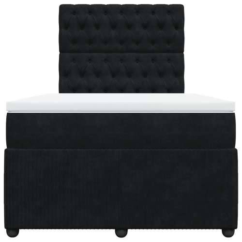 Krevet box spring s madracem crni 120 x 190 cm baršunasti - Crna 120 x 190 cm Dizajn s gumbima Cijena