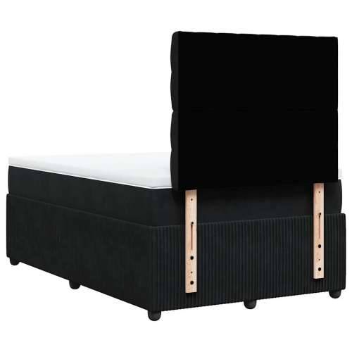 Krevet box spring s madracem crni 120 x 190 cm baršunasti - Crna 120 x 190 cm Dizajn s gumbima Cijena