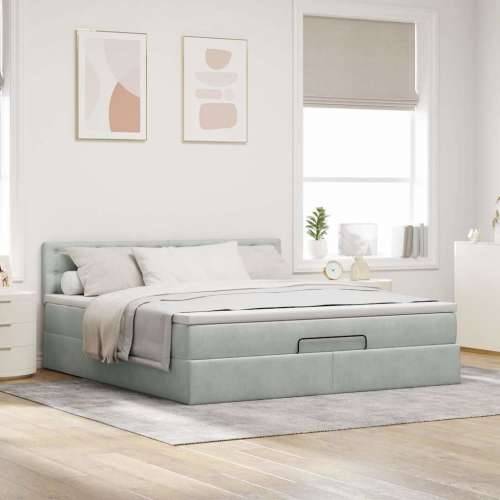 Otomanski krevet s madracem&LED 160x200 cm baršunasti - Svjetlosiva 160 x 200 cm gumbi Cijena