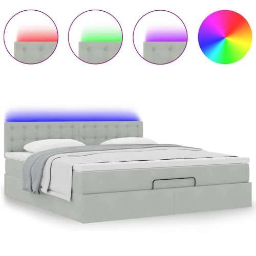 Otomanski krevet s madracem&LED 160x200 cm baršunasti - Svjetlosiva 160 x 200 cm gumbi Cijena