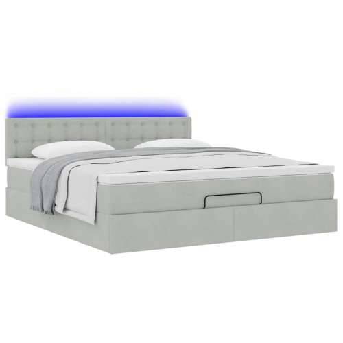 Otomanski krevet s madracem&LED 160x200 cm baršunasti - Svjetlosiva 160 x 200 cm gumbi Cijena