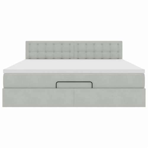 Otomanski krevet s madracem&LED 160x200 cm baršunasti - Svjetlosiva 160 x 200 cm gumbi Cijena