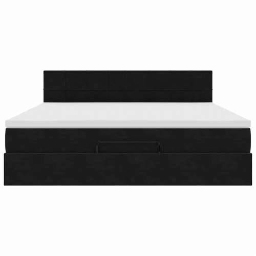 Otomanski krevet s madracem i LED crni 160x200cm tkanine - Crna 160 x 200 cm Blok s kvadratima Cijena