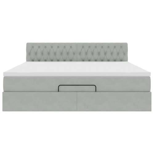 Otomanski krevet s madracem i LED 160x200 cm baršunasti - Svjetlosiva 160 x 200 cm Dizajn s gumbima Cijena