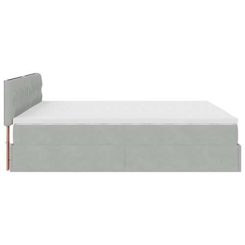 Otomanski krevet s madracem i LED 160x200 cm baršunasti - Svjetlosiva 160 x 200 cm Dizajn s gumbima Cijena