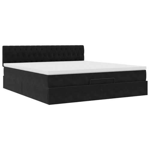 Otomanski krevet s madracem i LED crni 160x200cm baršunasti - Crna 160 x 200 cm Dizajn s gumbima Cijena