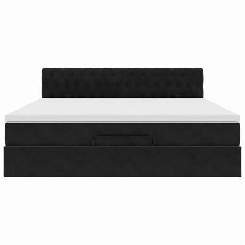 Otomanski krevet s madracem i LED crni 160x200cm baršunasti - Crna 160 x 200 cm Dizajn s gumbima Cijena
