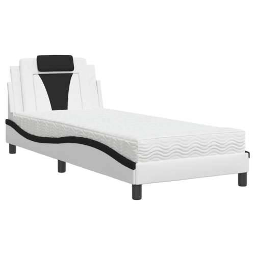 Krevet s madracem bijeli-crni 90 x 190 cm od umjetne kože - Bijela i crna 90 x 190 cm Cijena