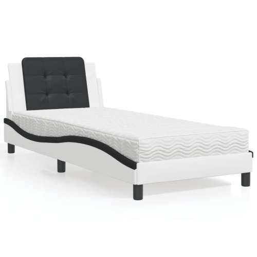 Krevet s madracem bijeli-crni 90 x 190 cm od umjetne kože - Bijela i crna 90 x 190 cm Cijena