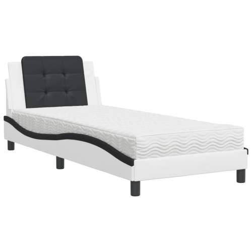 Krevet s madracem bijeli-crni 90 x 190 cm od umjetne kože - Bijela i crna 90 x 190 cm Cijena