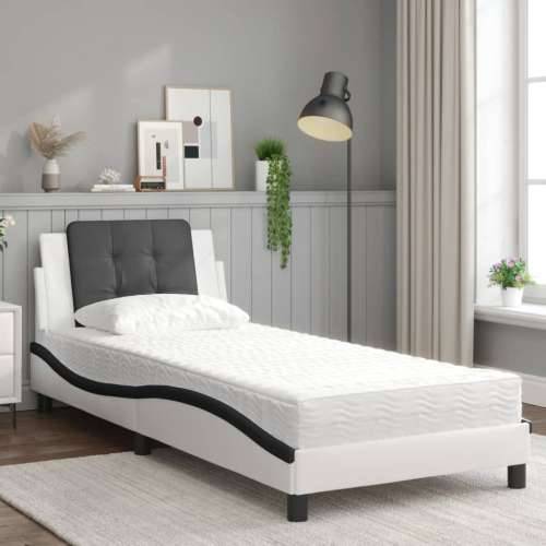 Krevet s madracem bijeli-crni 90 x 190 cm od umjetne kože - Bijela i crna 90 x 190 cm Cijena