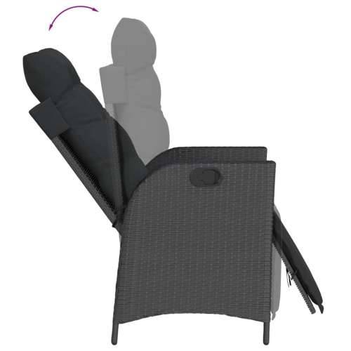 Vrtna garnitura - 7-dijelni vrtni blagovaonski set s jastucima crni od poliratana - Crna Dužina stola 190 cm 6 Cijena