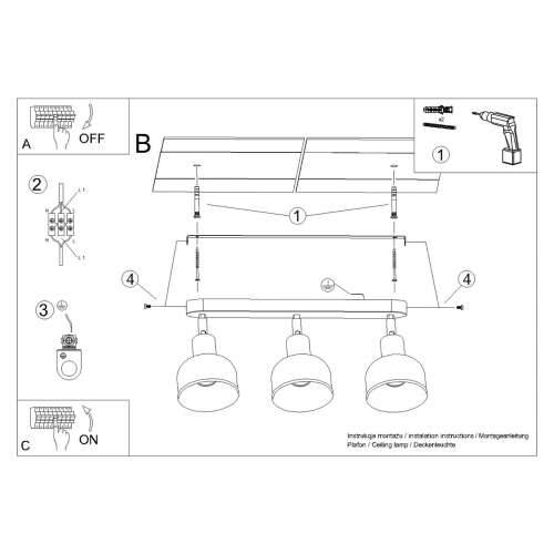Stropna lampa ELBA 3 crna Cijena