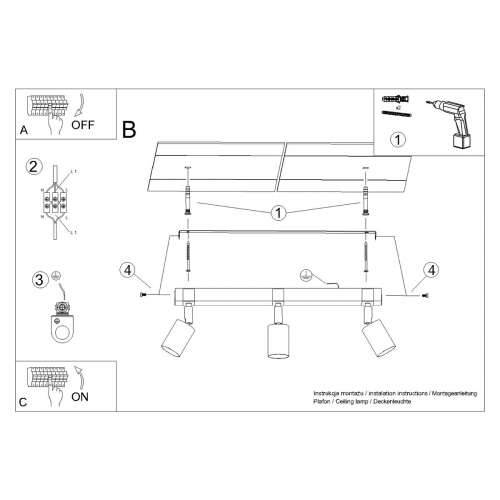 Stropna lampa FAGER 3 crna Cijena