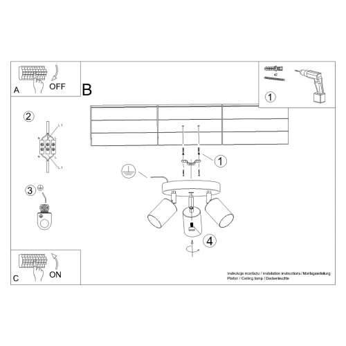 Stropna lampa WINX 3P crna/zlatna Cijena