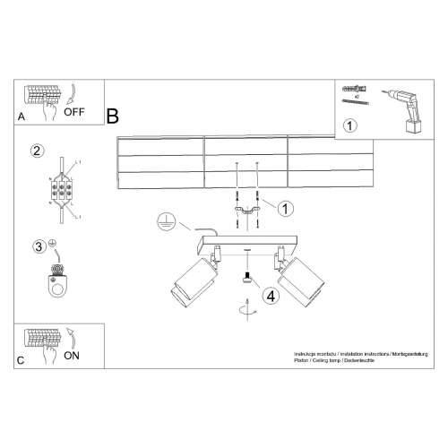 Stropna lampa WINX 4 crna/zlatna Cijena