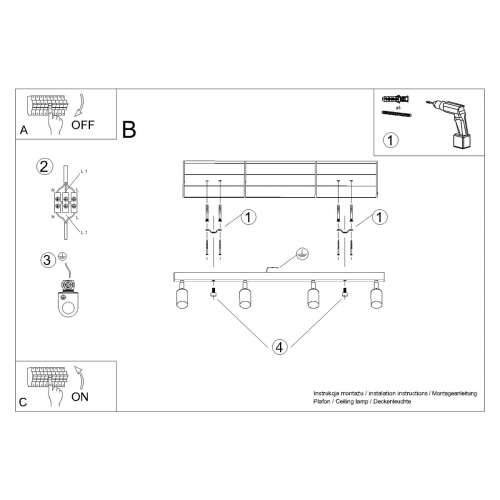 Stropna lampa WINX 4L crna/zlatna Cijena