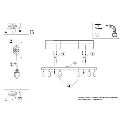Stropna lampa WINX 6L crna/zlatna Cijena