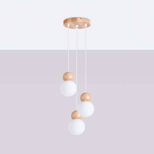 Lampada a suspensione PEKKA 3P bianco/legno naturale Cijena