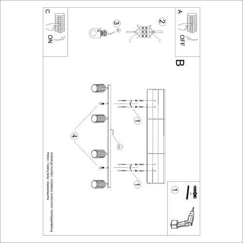 Stropna lampa KARBON 4L crna Cijena
