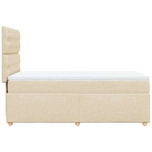 Krevet s oprugama i madracem krem 90 x 200 cm od tkanine - Krema 90 x 200 cm Dizajn s gumbima Cijena