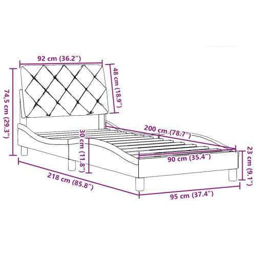Okvir za krevet bez madraca krem 90x200cm od tkanine - Krema 90 x 200 cm Cijena