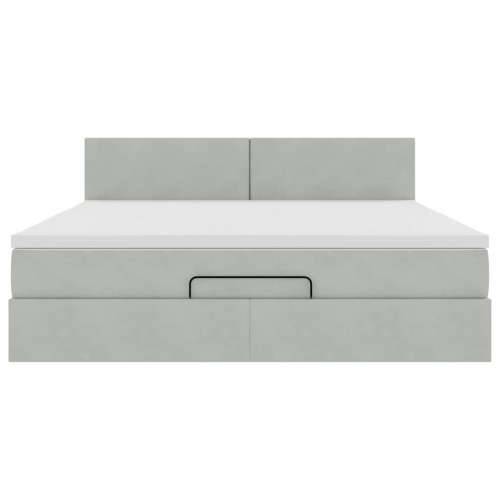 Otomanski krevet s madracem i LED 160x200 cm baršunasti - Svjetlosiva 160 x 200 cm Gladak dizajn Cijena