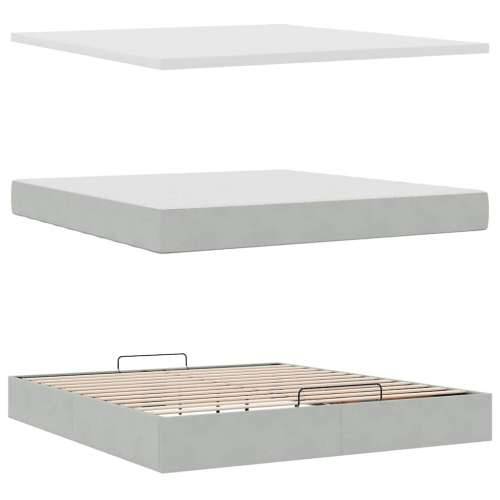 Otomanski krevet s madracem i LED 160x200 cm baršunasti - Svjetlosiva 160 x 200 cm Gladak dizajn Cijena