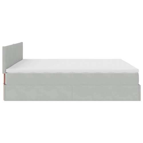 Otomanski krevet s madracem i LED 160x200 cm baršunasti - Svjetlosiva 160 x 200 cm Gladak dizajn Cijena