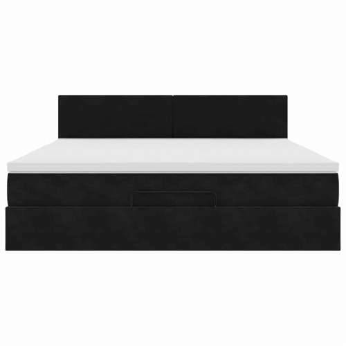Otomanski krevet s madracem i LED crni 160x200cm baršunasti - Crna 160 x 200 cm Gladak dizajn Cijena
