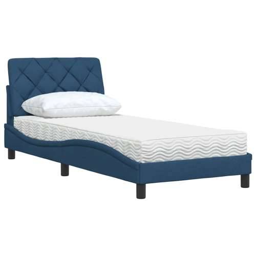 Krevet s madracem plavi 90 x 190 cm od tkanine - Plava 90 x 190 cm Cijena